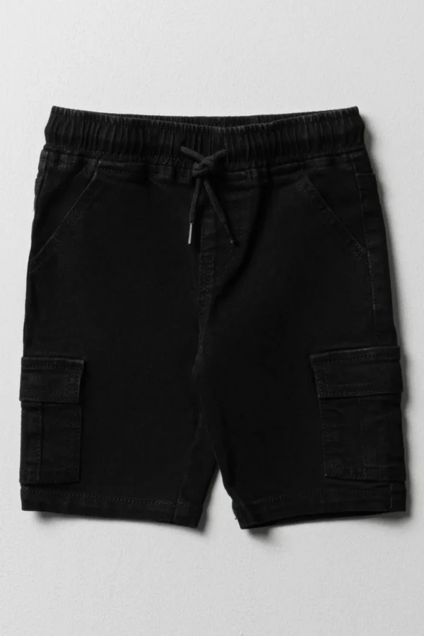 Calções "Cargo denim shorts straight fit black"