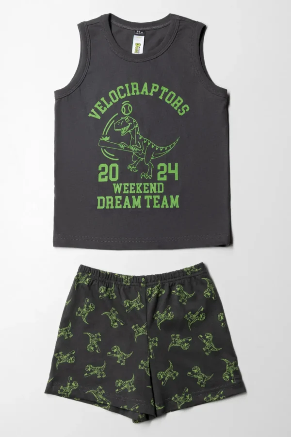 Conjunto "Dinosaur Sleeveless Pijamas Dark Grey