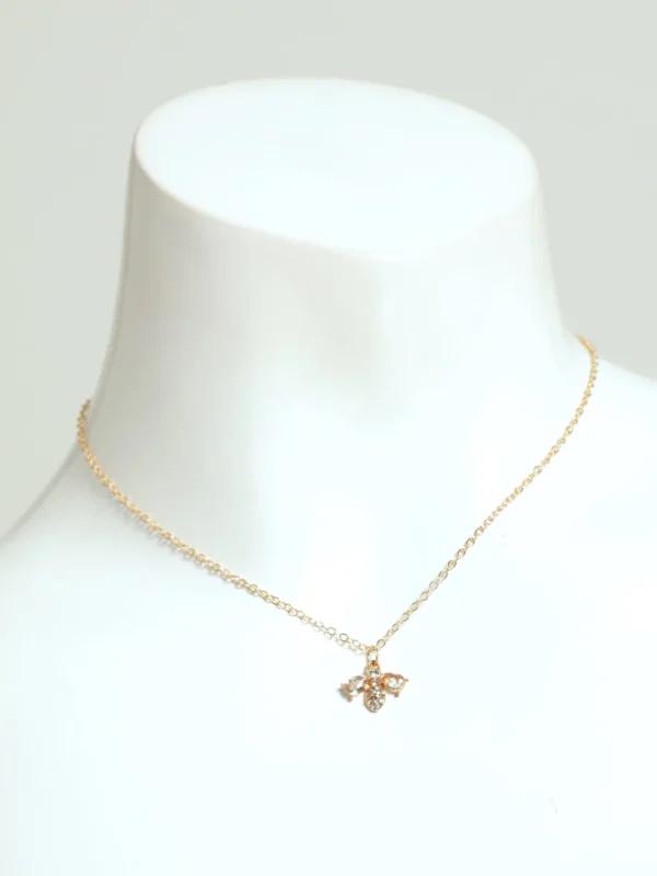 Conjunto Colar e Brincos "Diamante Bee Charm Necklace & Matching Earrings - Gold"