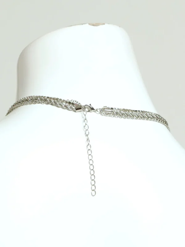 Colar Femenino"4 Layer Diamante Disc Lariat Necklace - Silver" - Image 2