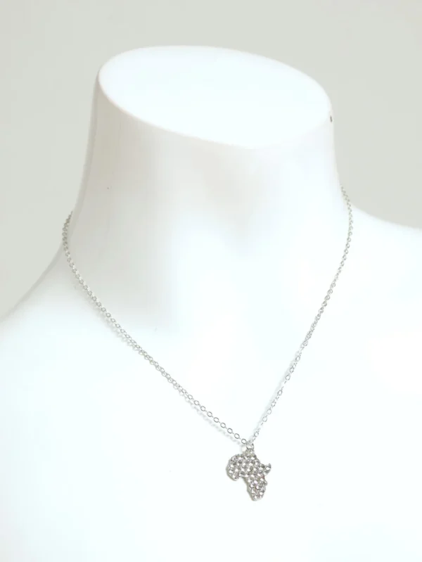 Conjunto Colar e Brincos"Diamante Africa Necklace & Matching Studs - Silver"
