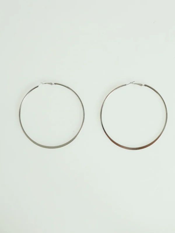 Brincos Femeninos"Large Hoop Earrings - Silver"