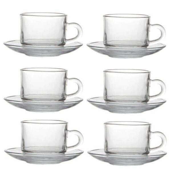 Chávenas “Cup And Saucer 200ml 12 Piece Round Set Glass - Table Essentials”