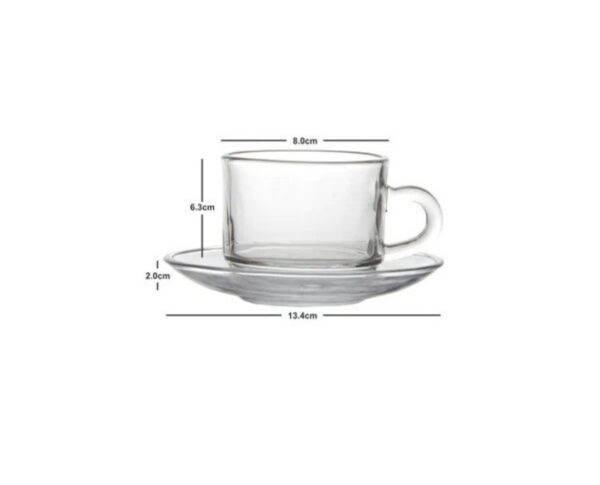 Chávenas “Cup And Saucer 200ml 12 Piece Round Set Glass - Table Essentials” - Image 2