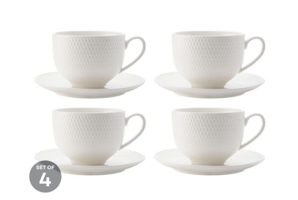 Chávenas “Maxwell and Williams White Basics Diamonds Cup and Round Saucer - Set of 4” - Image 2