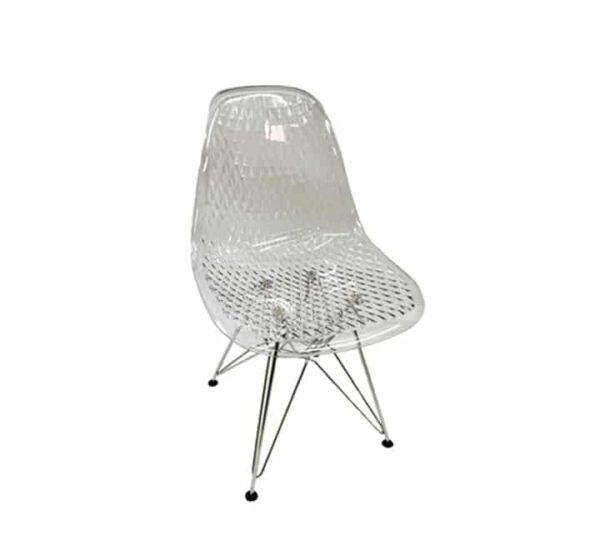 Cadeira de aranha transparente com pernas de metal