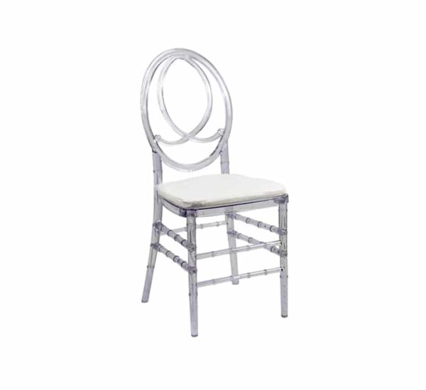 Cadeira Phoenix transparente com almofada de couro