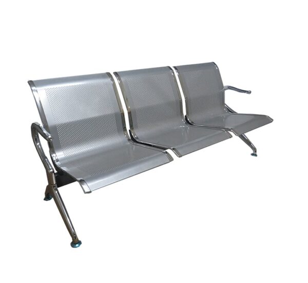 3 lugares Flash Silver Steel Waiting Area Banco