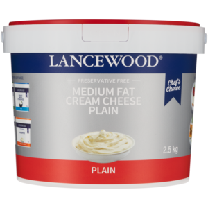 Queijo Creme de Gordura Média Simples Lancewood Chef's Choice 2.5kg